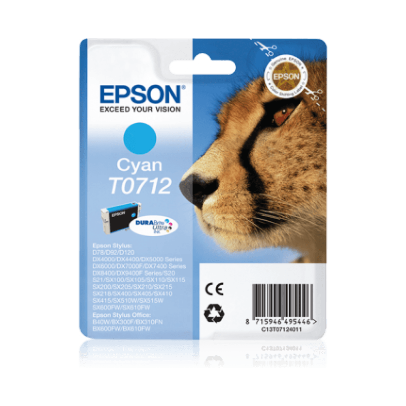 Epson T0712 Guépard - cyan - originale - cartouche d'encre