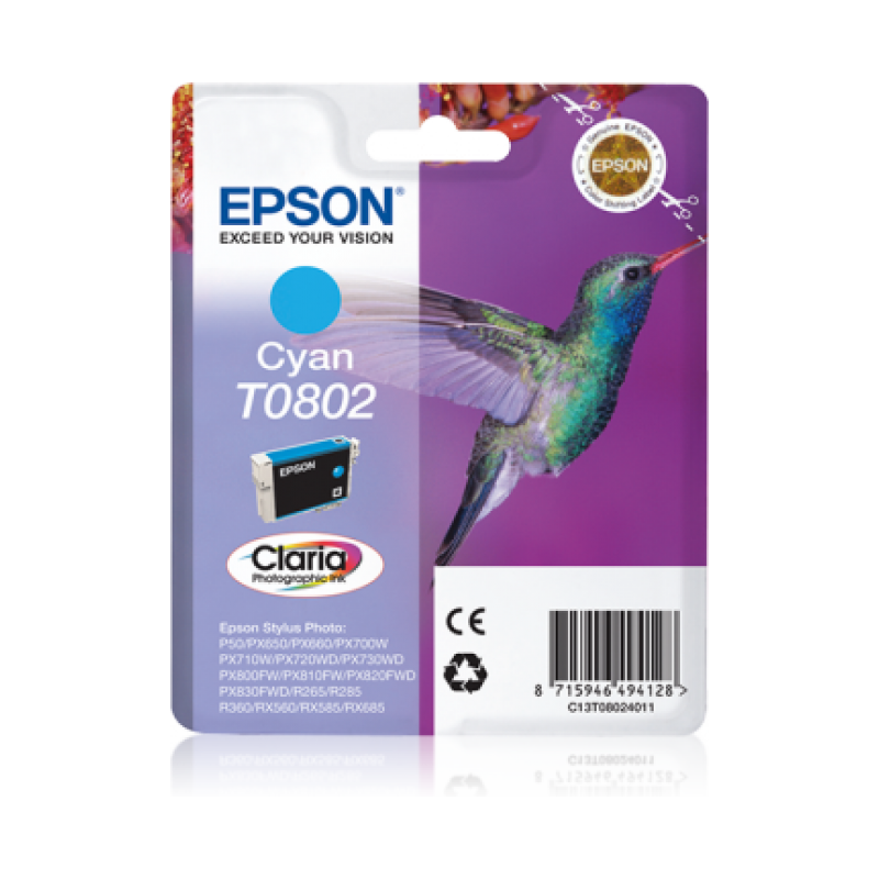Epson T0802 Colibri - cyan - originale - cartouche d'encre