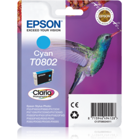 Epson T0802 Colibri - cyan - originale - cartouche d'encre