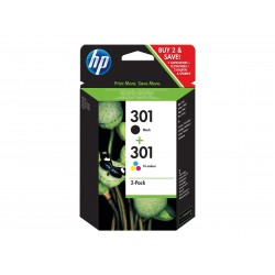 HP 301 - Pack de 2 - noire, couleurs (cyan, magenta, jaune) - original - cartouche d'encre