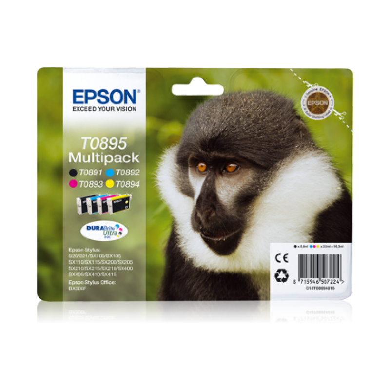 Epson T0895 Singe - Pack de 4 - noire, cyan, magenta, jaune - originale - cartouche d'encre