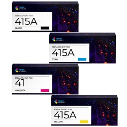 Toner équivalent à HP Multipack 415A Pack de 4 Noir, Jaune, Cyan, Magenta - Avec puce