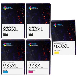 Pack de 5 cartouches imprimantes compatibles HP 932XL/933XL Noir, Jaune, Cyan, Magenta