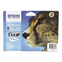 Epson T0715 Guépard - Pack de 4 - noire, cyan, magenta, jaune - original - cartouche d'encre