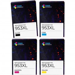 Pack de 4 cartouches imprimantes compatibles HP 953XL 3HZ52AE Noir, Jaune, Cyan, Magenta