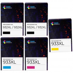 Pack de 5 cartouches imprimantes compatibles HP 932XL/933XL Noir, Jaune, Cyan, Magenta