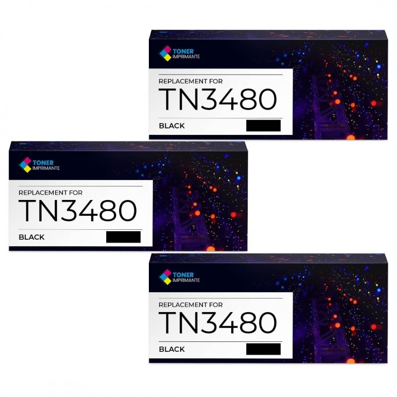 Toner équivalent à Brother TN3480 Pack de 3 Noir