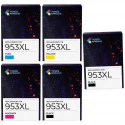 compatible HP 953XL Pack de 5 cartouches d'encre Noir, Jaune, Cyan, Magenta