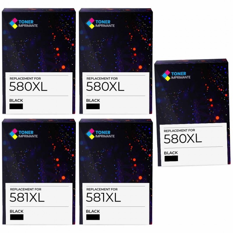 Pack de 5 Canon PGI-580XXL CLI-581XXL cartouches d'encre compatibles