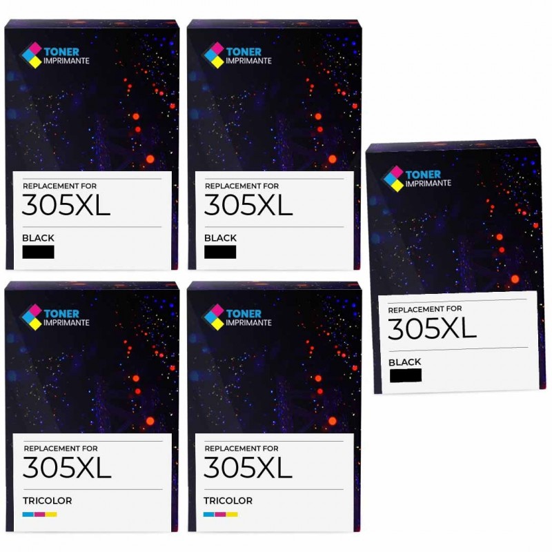 Pack de 5 HP 305XL cartouches d'encre compatibles