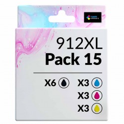 Pack de 15 HP 912XL cartouches d'encre compatibles