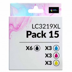 Pack de 15 Brother LC3219XL cartouches d'encre compatibles