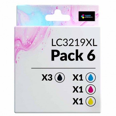 Pack de 6 Brother LC3219XL cartouches d'encre compatibles