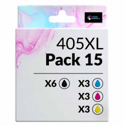 Pack de 15 cartouches compatibles 405XL Epson 6 noirs, 3 cyan, 3 magenta, 3 jaune