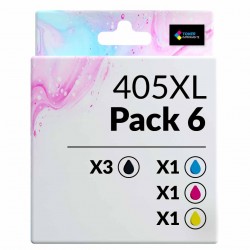 Pack de 6 cartouches compatibles 405XL Epson 3 noirs, 1 cyan, 1 magenta, 1 jaune