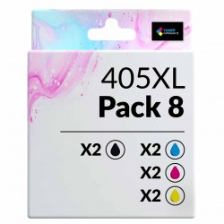 Pack de 8 cartouches compatibles 405XL Epson 2 noirs, 2 cyan, 2 magenta, 2 jaune