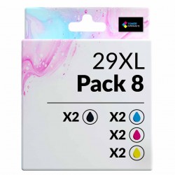 Pack de 8 cartouches compatibles 29XL Epson 2 noirs, 2 cyan, 2 magenta, 2 jaune