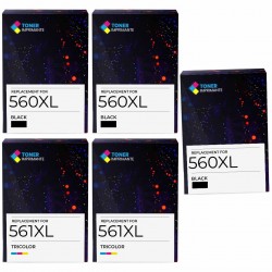 Pack de 5 cartouches compatibles PG-560XL CL-561XL Canon 3 noirs, 2 couleurs