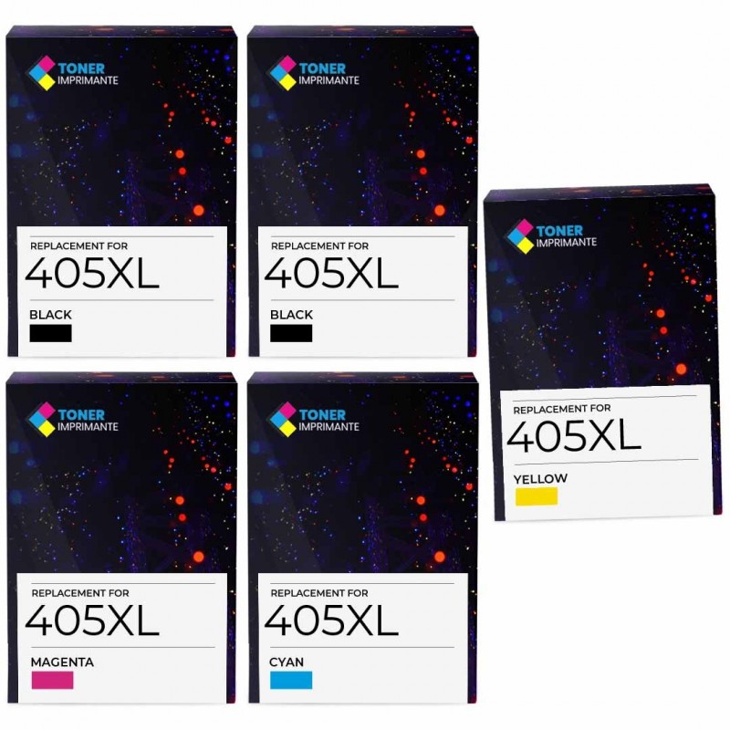 Pack de 5 cartouches compatibles 405XL Epson 2 noirs, 1 cyan, 1 magenta, 1 jaune